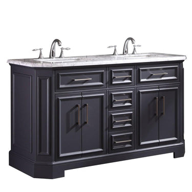 Eviva Glory 60″ Bathroom Vanity with Carrara Marble Counter-top and Porcelain Sink Vanity Eviva Dark Grey